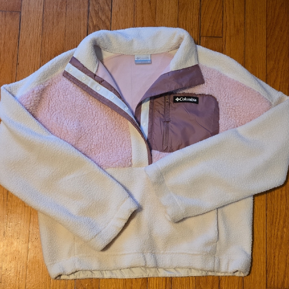 Columbia Pink and Cream Fleece Pullover
